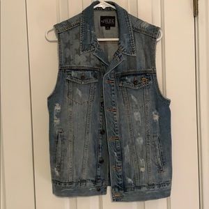 Hot Topic Denim Vest Stars and Stripes Grunge Vest